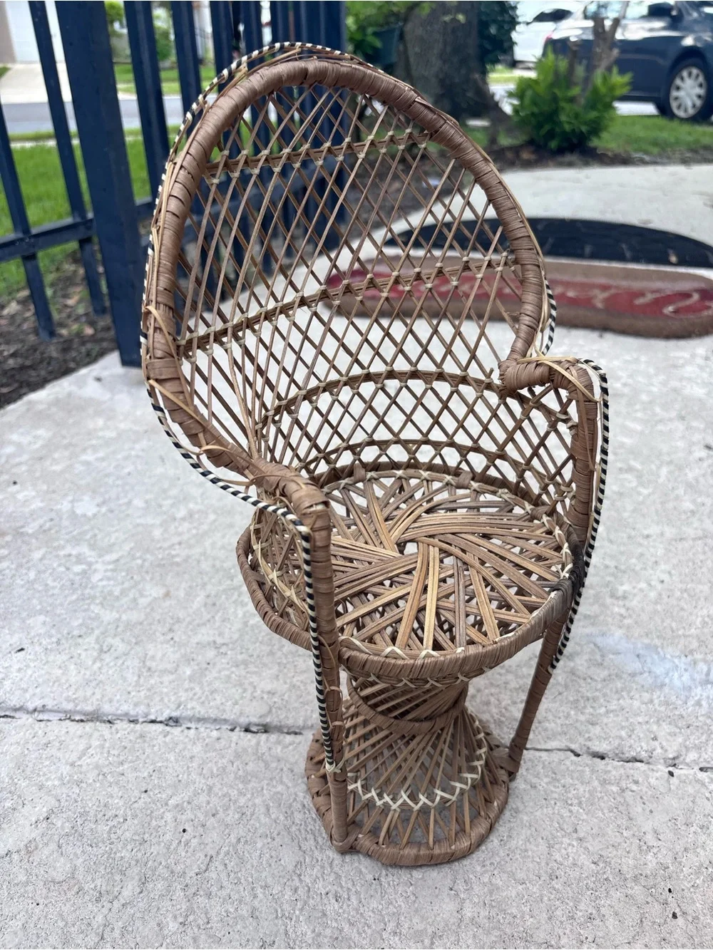 MINI Woven Rattan Accent plant/decor Chair - Natural Brown